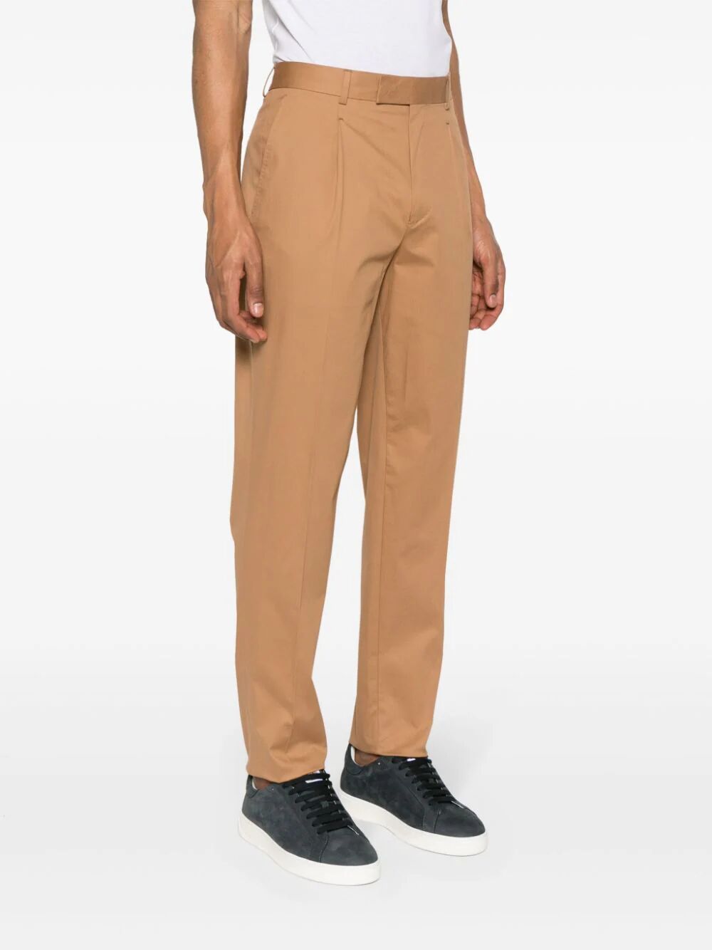 Shop Zegna Belt Ring Casual Pants In Nude