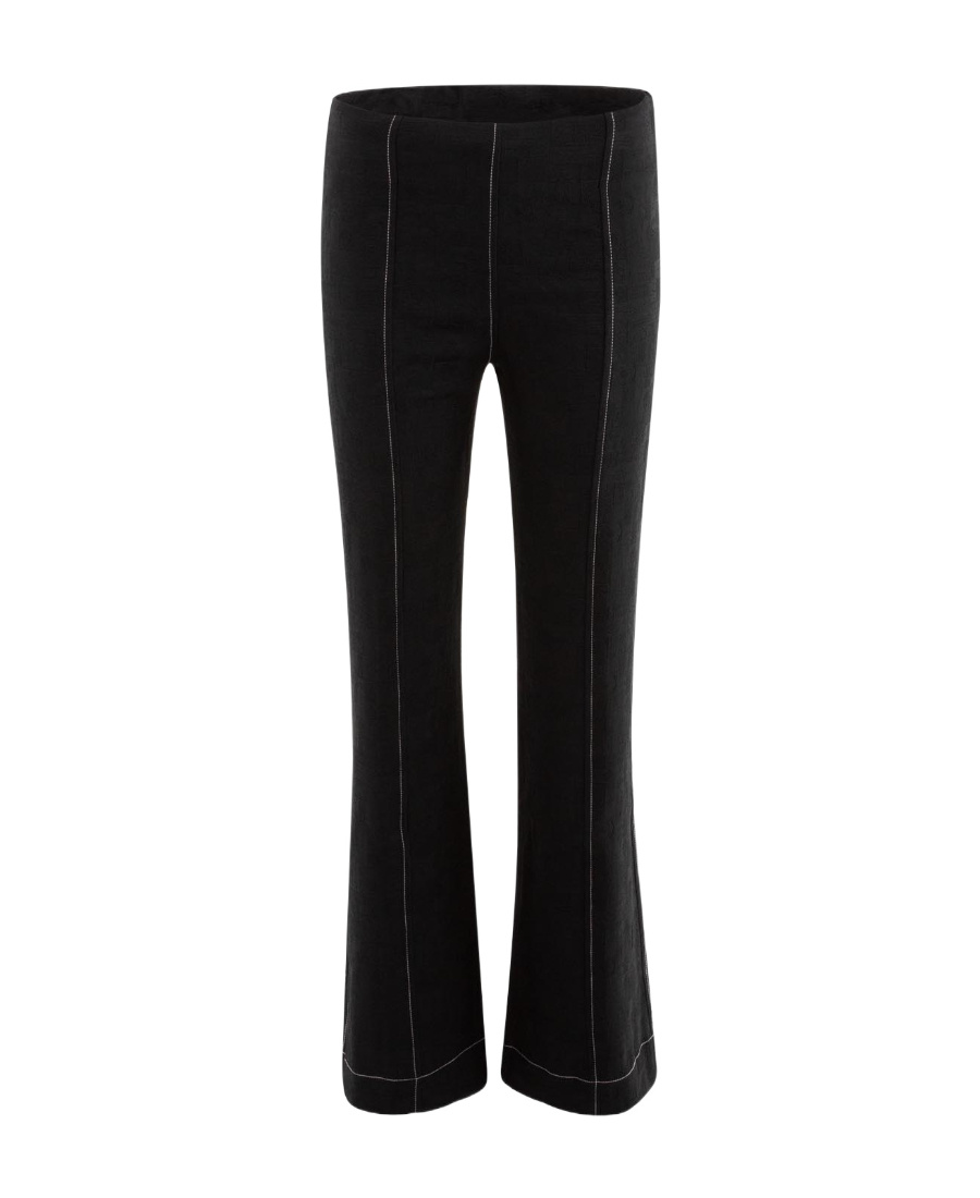 Ganni Jacquard Flared Trousers In Black