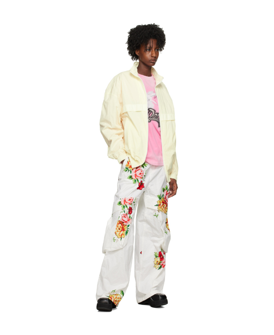 We11 Done Logo Spliced Casual Pants In White