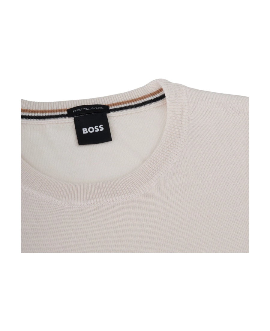 Hugo Boss Logo-embroidered Cotton Jumper In White