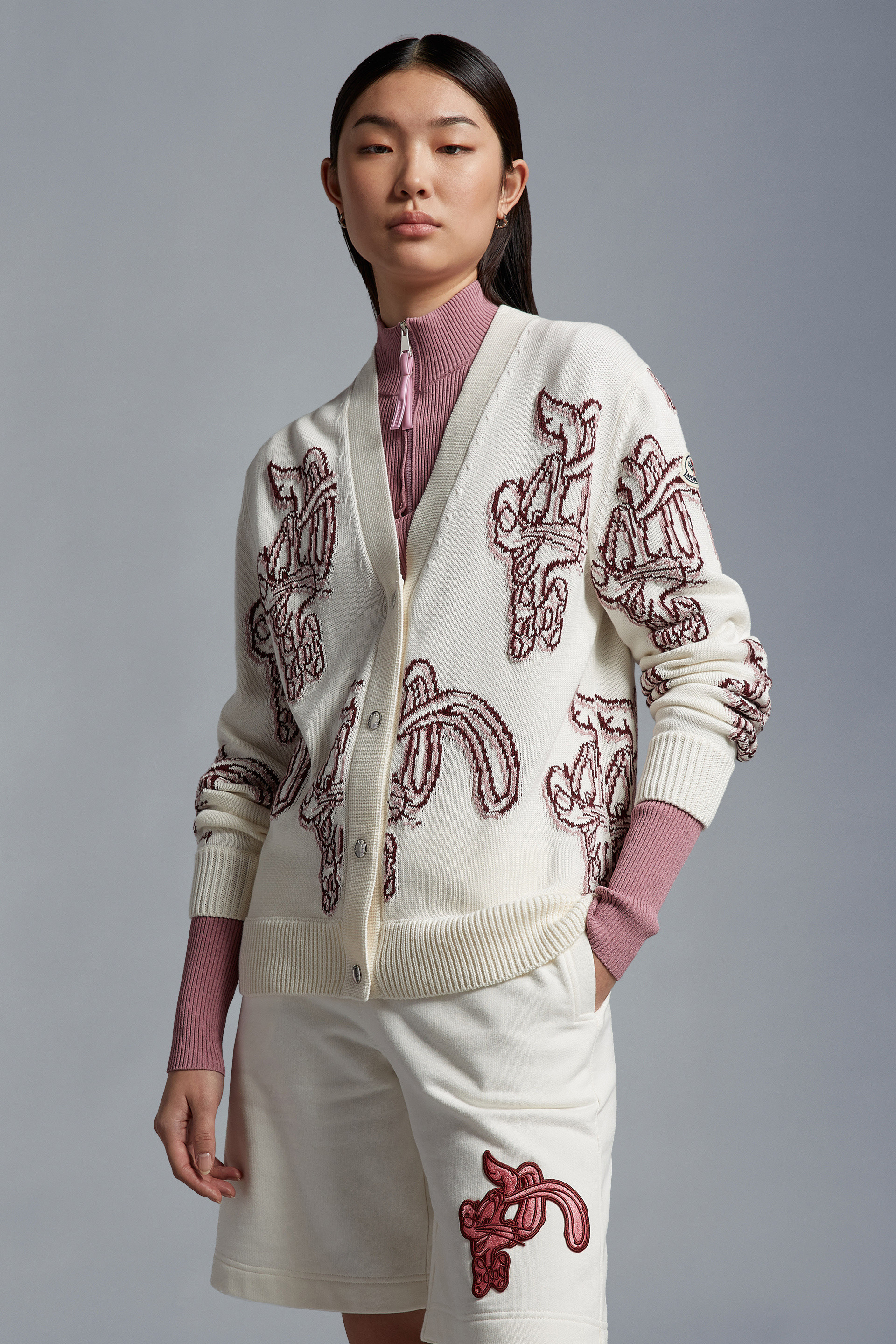 Moncler Roger Rabbit-intarsia Cotton Cardigan In White