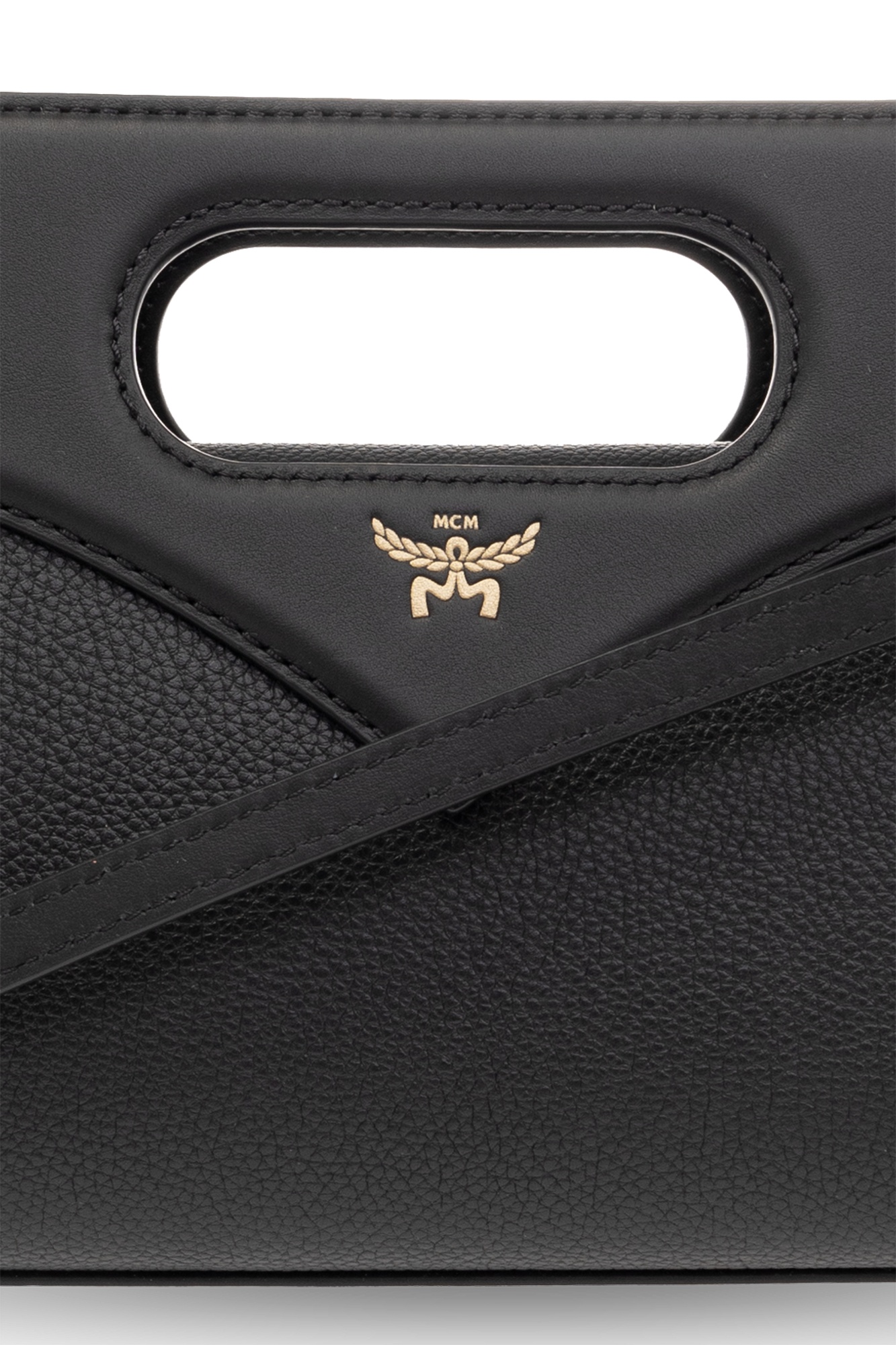 Mcm Logo Shoulder Bag In Black