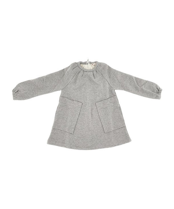 Marni Kids Long-sleeved Fleece Mini Dress In Gray