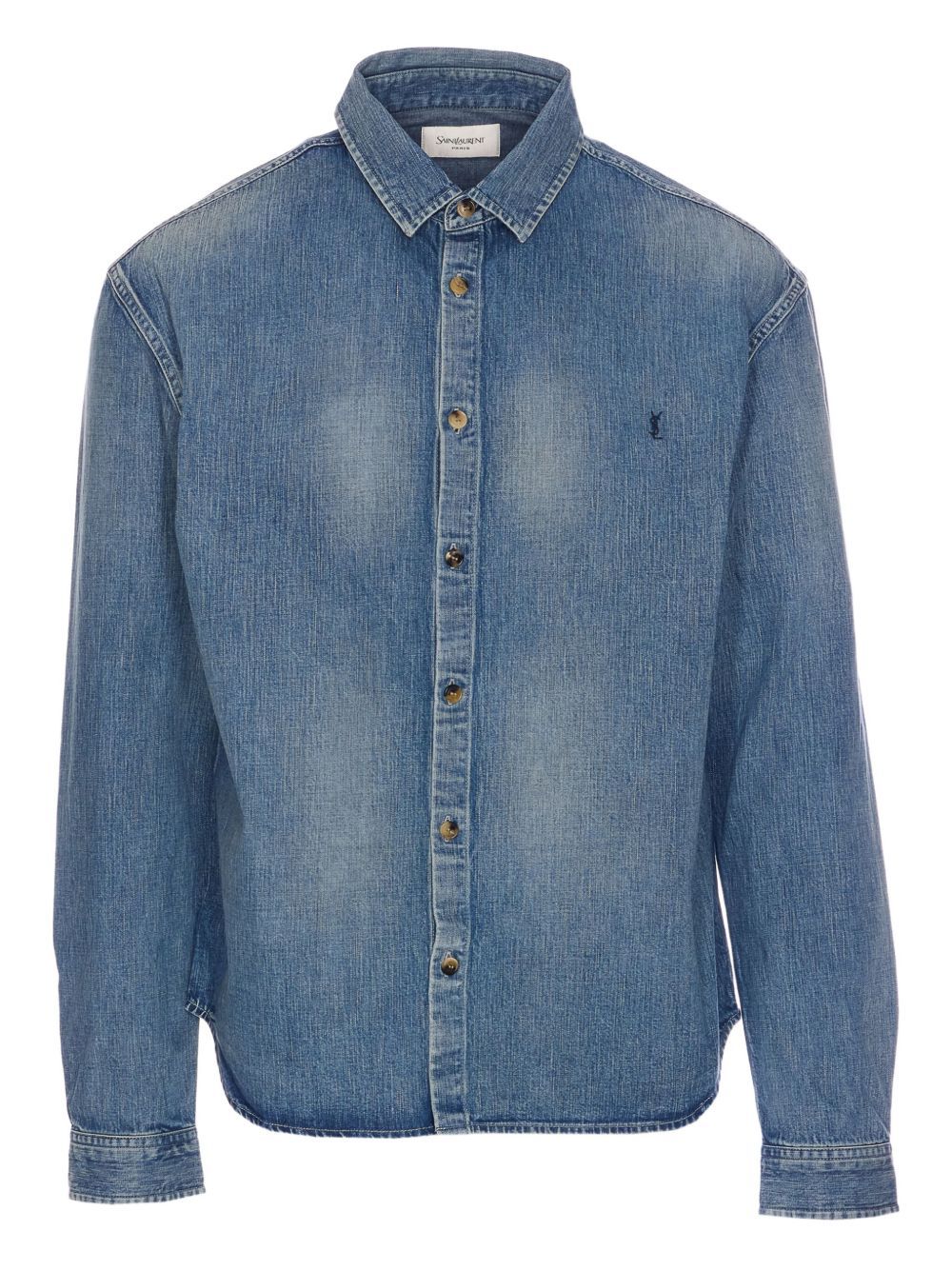 Saint Laurent Casual Denim Long Sleeve Shirt In Blue