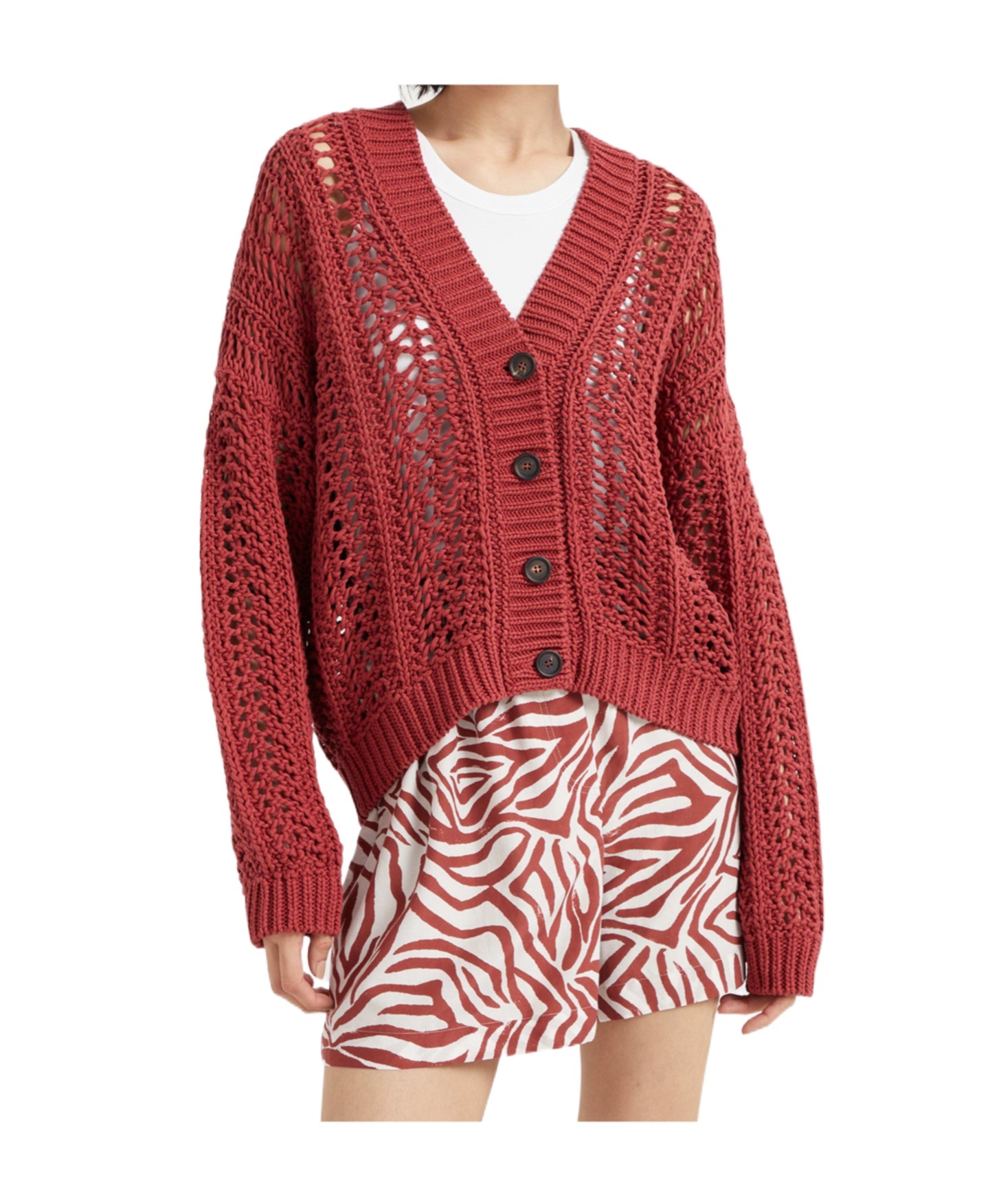 Brunello Cucinelli Crochet-knit Cardigan In Red