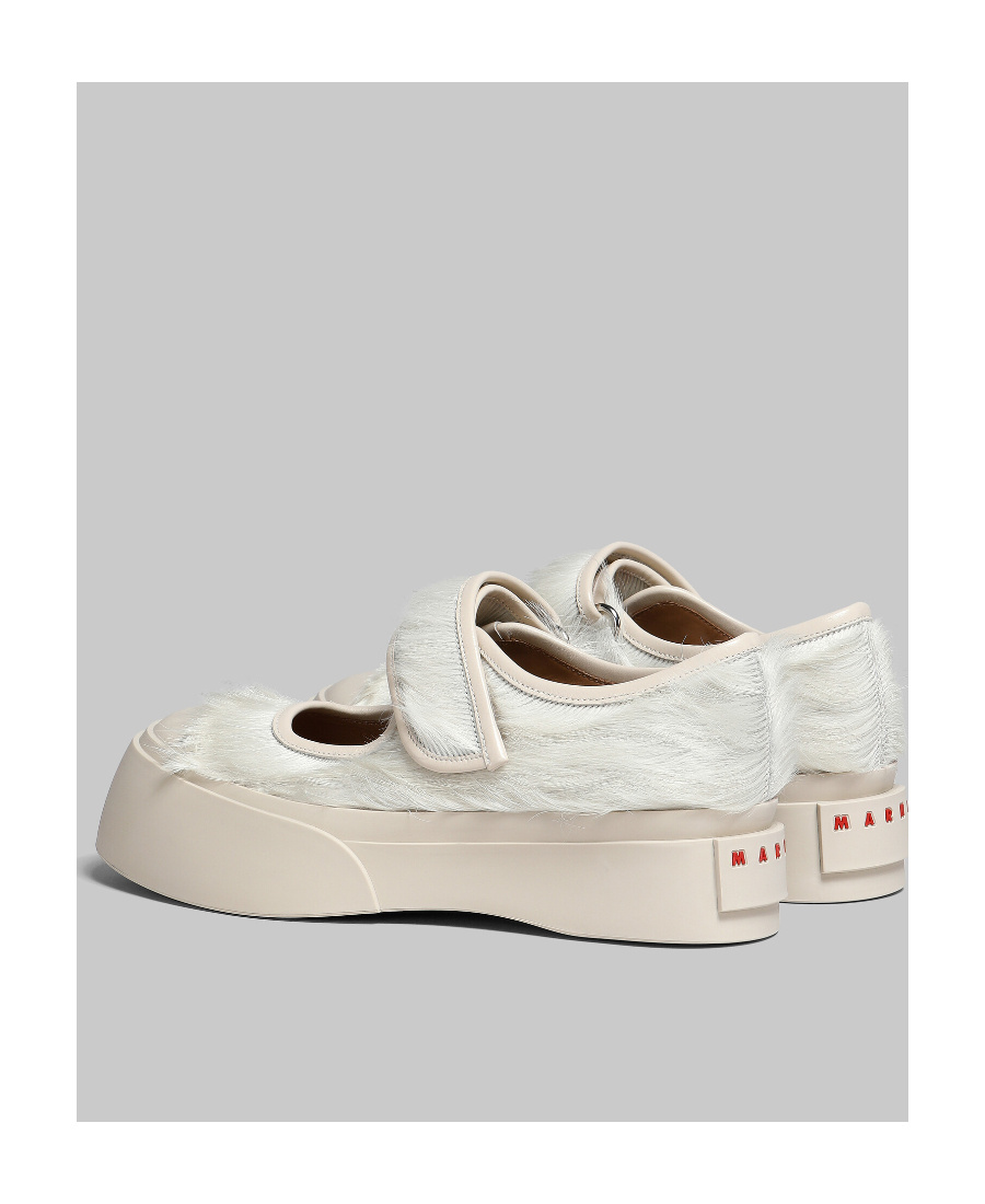Shop Marni Mary Jane Long-hair Sneakers In White