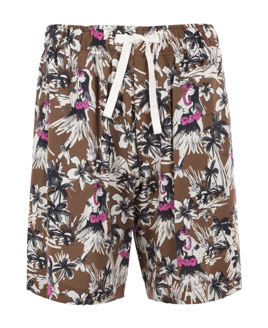 Palm Angels Hawaiian Print Shorts In Multicolor