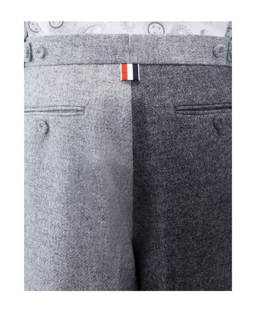 Thom Browne Mid-rise Two-toned Wide-leg Trousers In Black