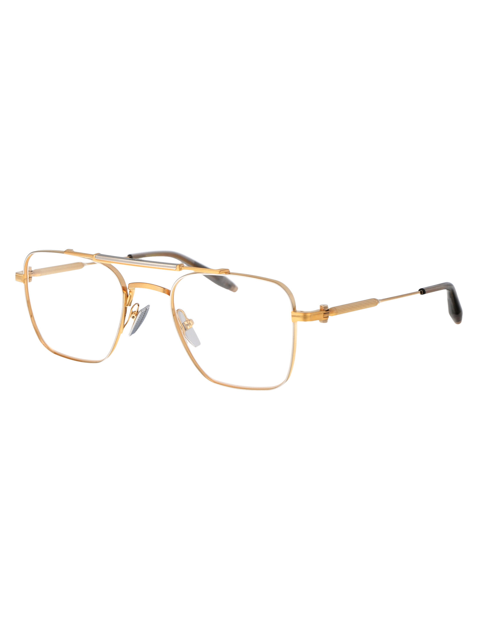 Akoni Europa Rx Plain Spectacles In Brushed Gold And Silver/grey Crystal