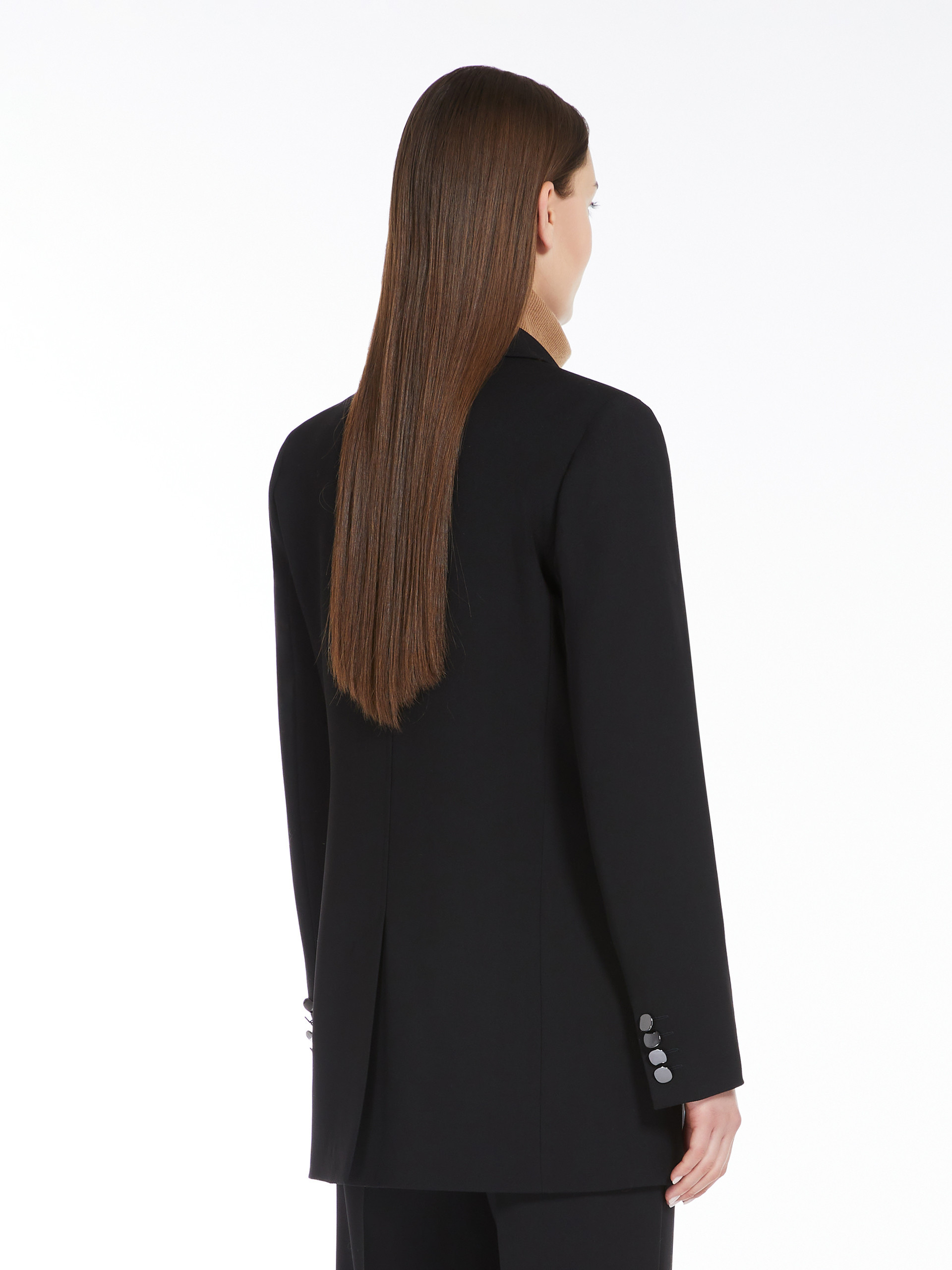 Max Mara Crepe Wool Suit Coat In Black