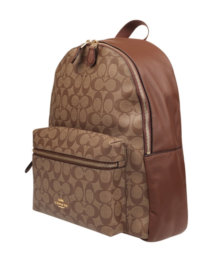 Coach Logo Print Backpack In Brown