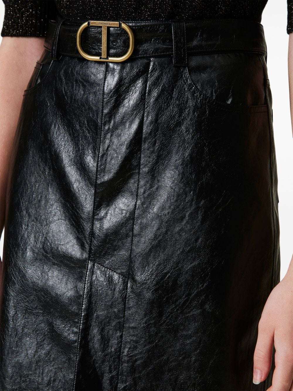 Shop Twinset Logo-plaque Midi Skirt