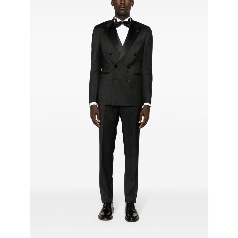 Shop Tagliatore Long Sleeve Jacket Belt Loop Pants Suit In Black