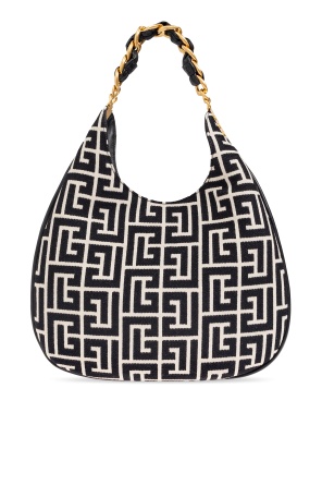 Balmain 1945 Soft Hobo Large Monogrammed Jacquard Tote Bag