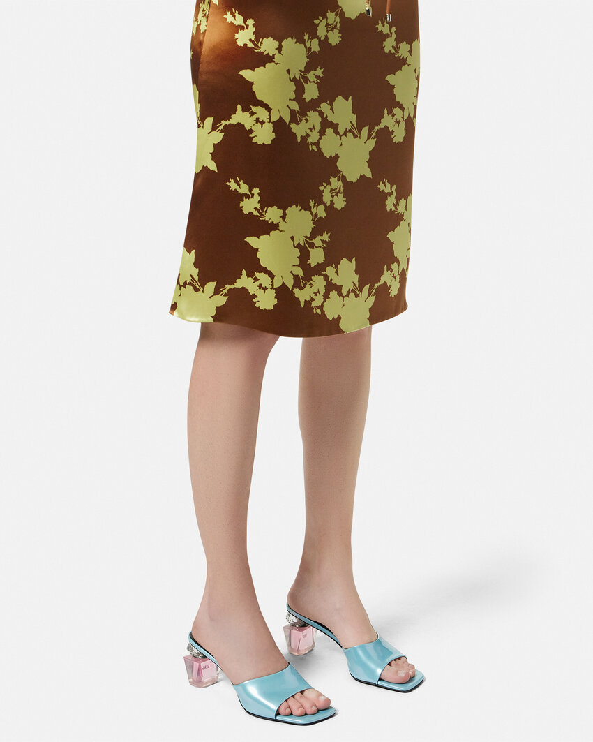 Shop Versace 70mm Satin Mules In Blue