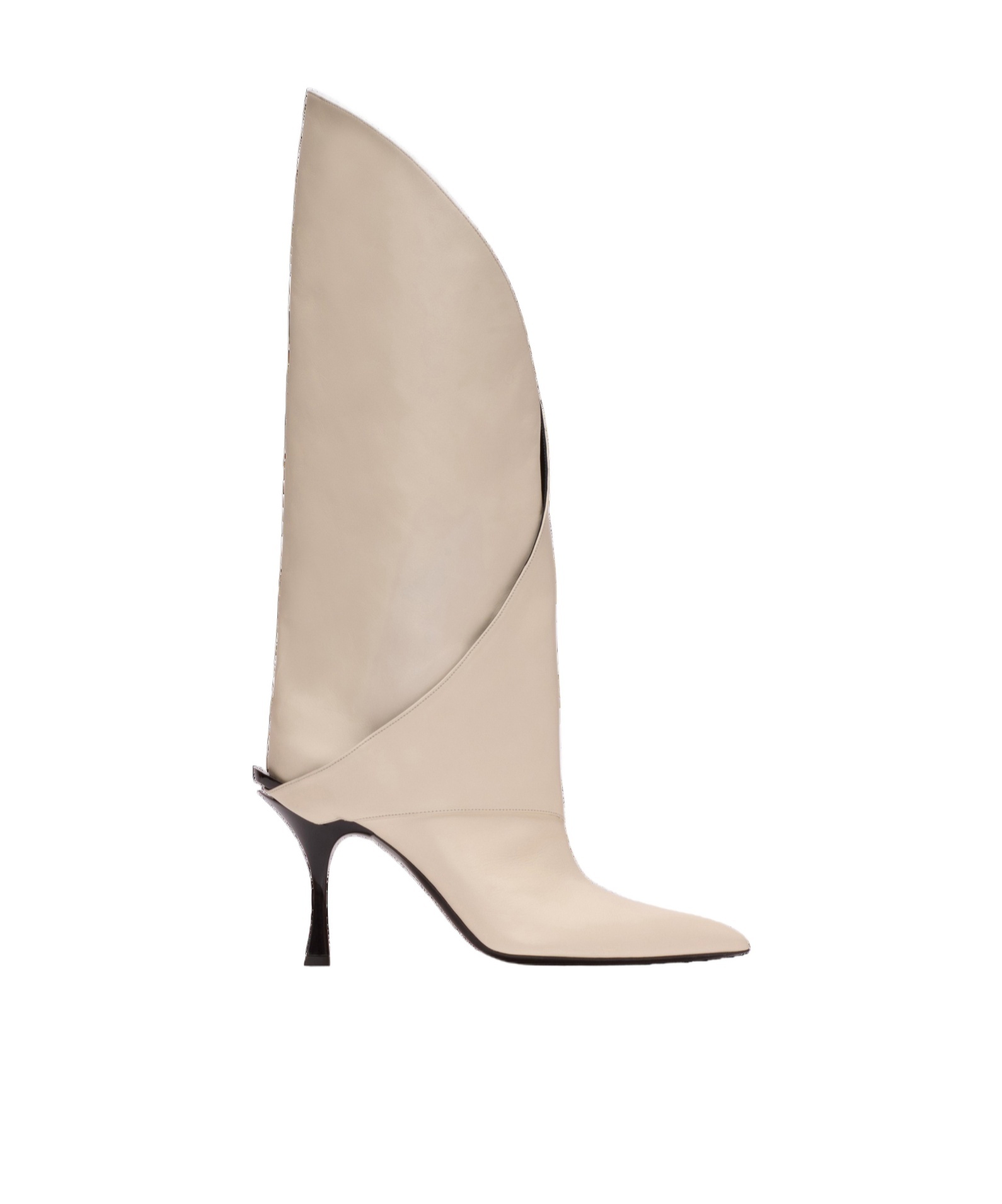 Balmain Twist Heeled Leather Boots In Neutral