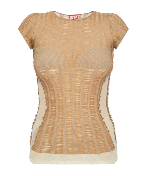 Diesel Contoured Knitwear Top With Modern Aesthetic In Nude