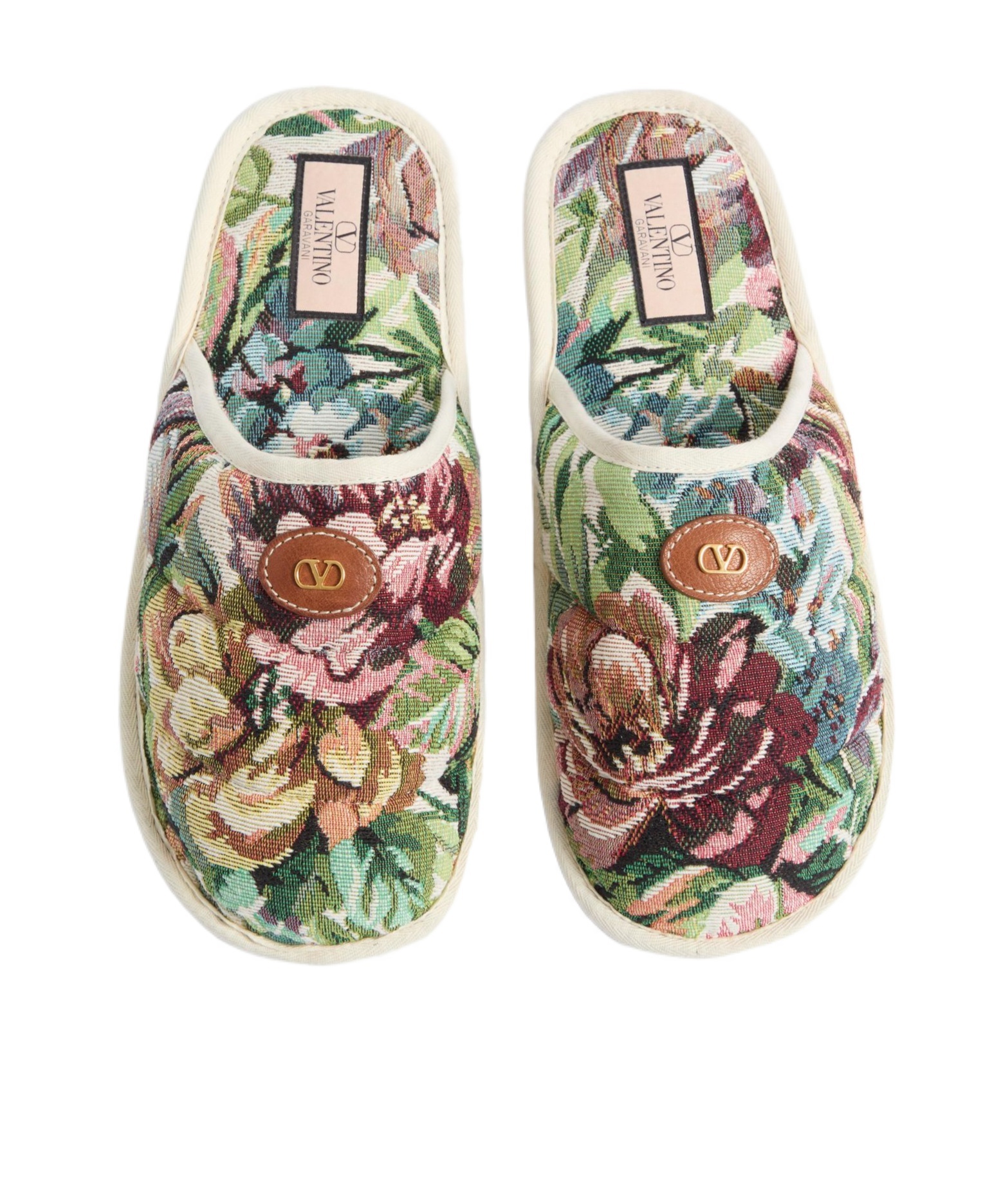 Valentino Round Head Slippers In Multicolor
