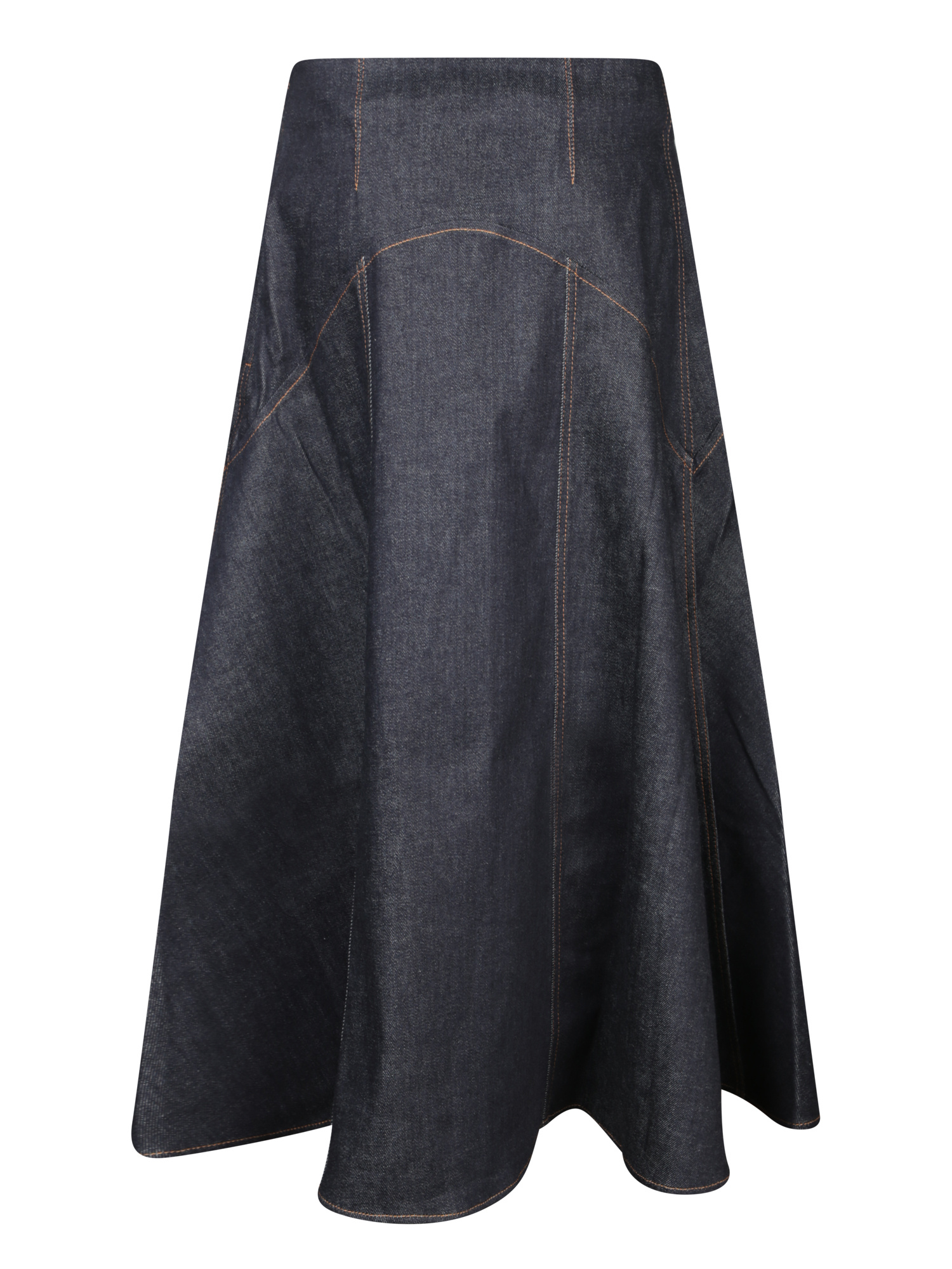 Jacquemus Denim Skirt With An Asymmetrical Cut. Contrast Stitching Detail. Hidden Side Closure. In Blue