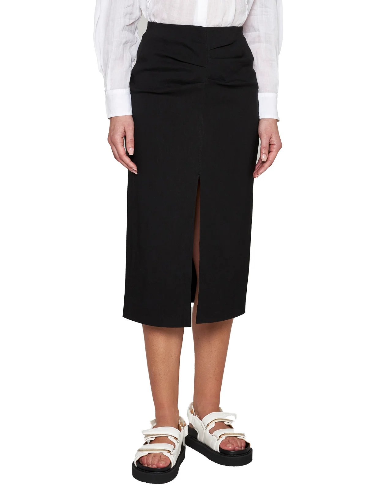Isabel Marant Box-pleat Pencil Skirt In Black