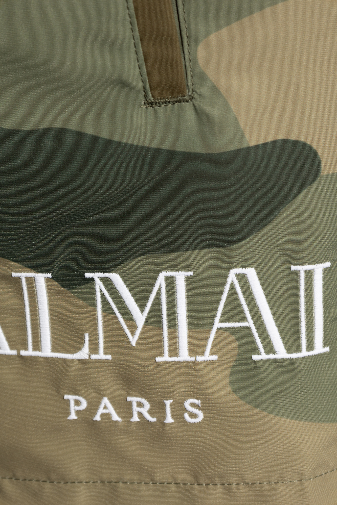 Balmain Camouflage Logo Swim Shorts In Green