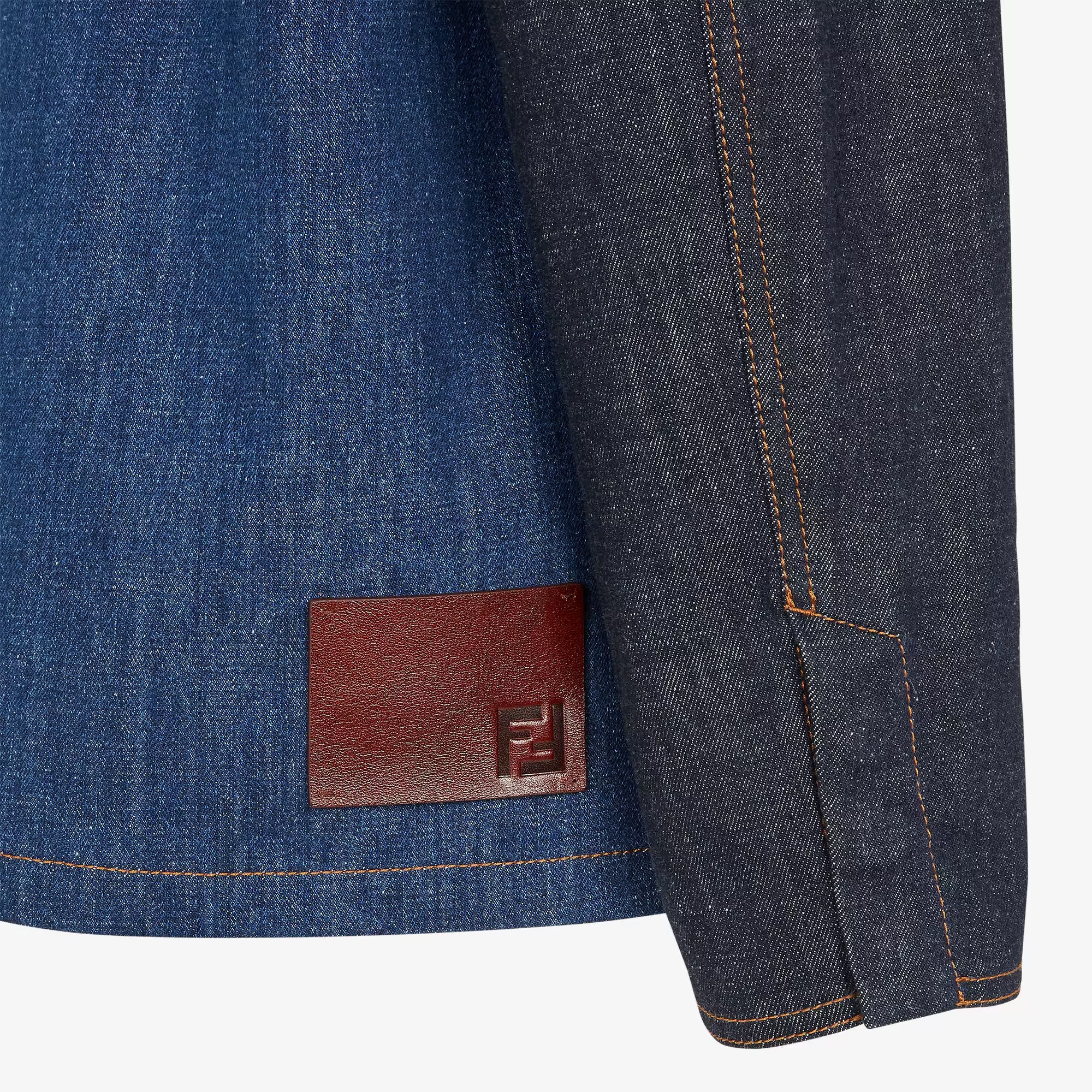 Shop Fendi Two-tone Denim Jacket In Blue