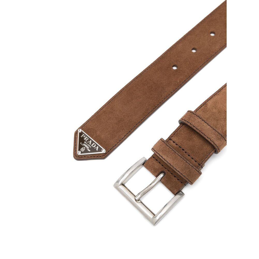Prada Logo Belt In Brown