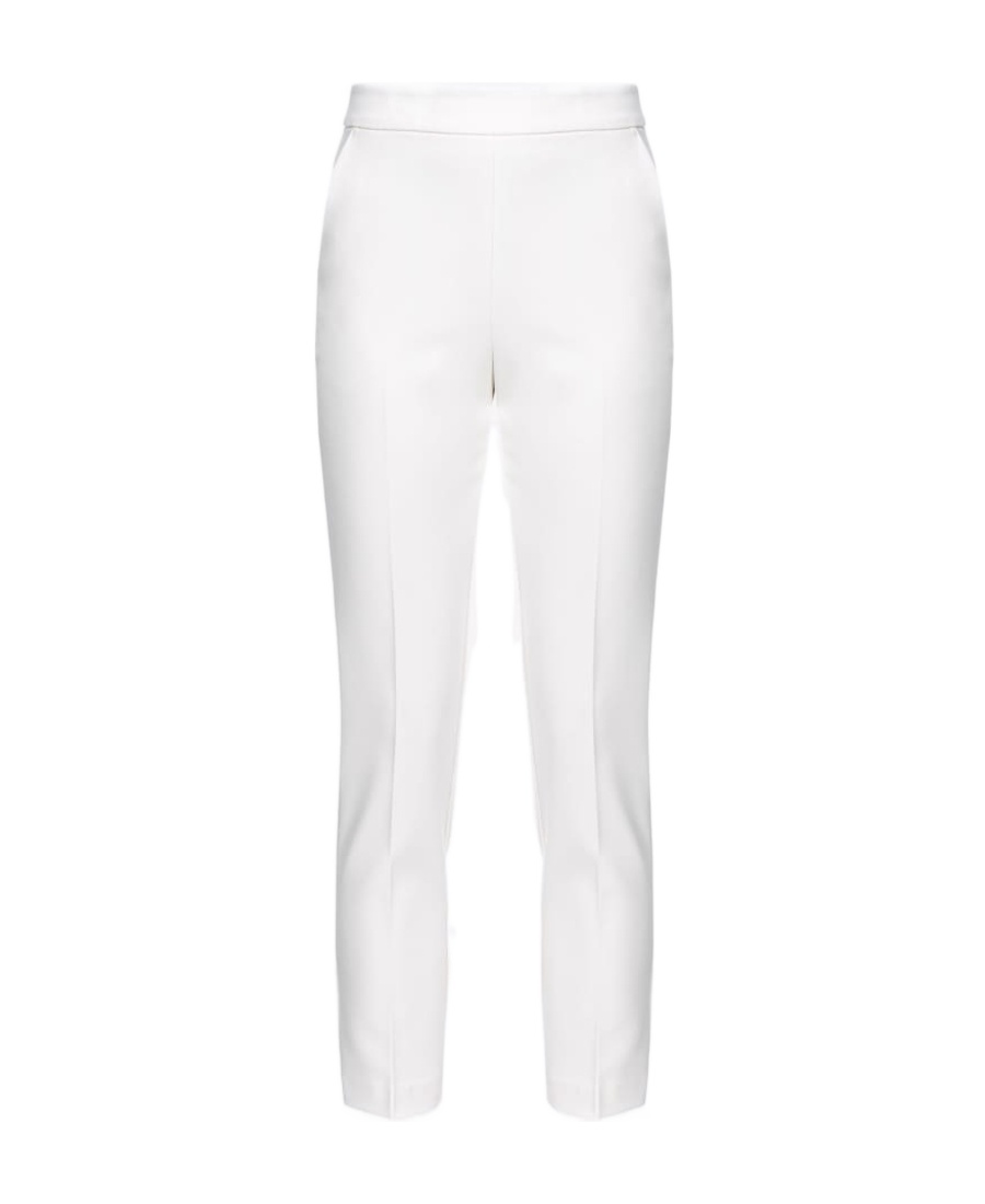 Pinko Slim-fit Trousers In Technical Stretch Crepe In White