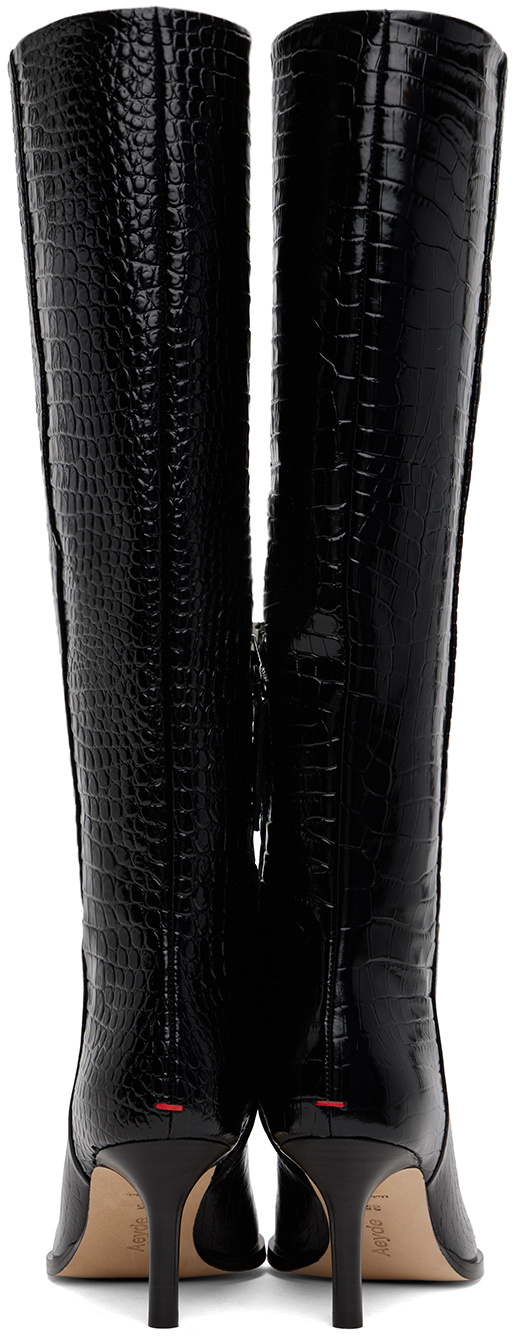 Aeyde Black Tula Leather Tall Boots In Black
