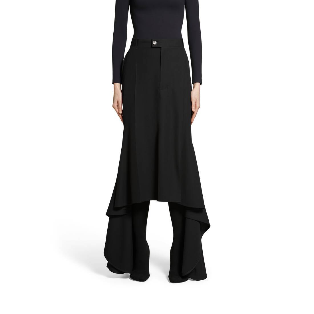 Balenciaga Deconstructed Godet Midi Skirt In Black