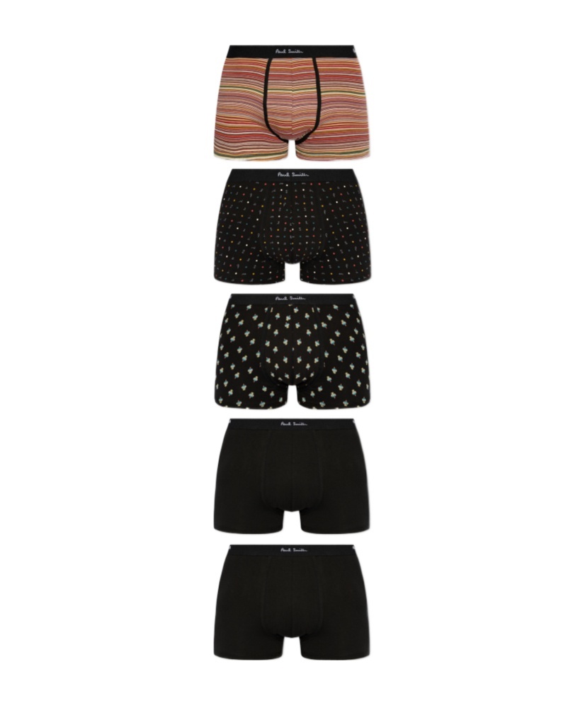 Shop Paul Smith Five Pack Of Cotton Boxers In Black
