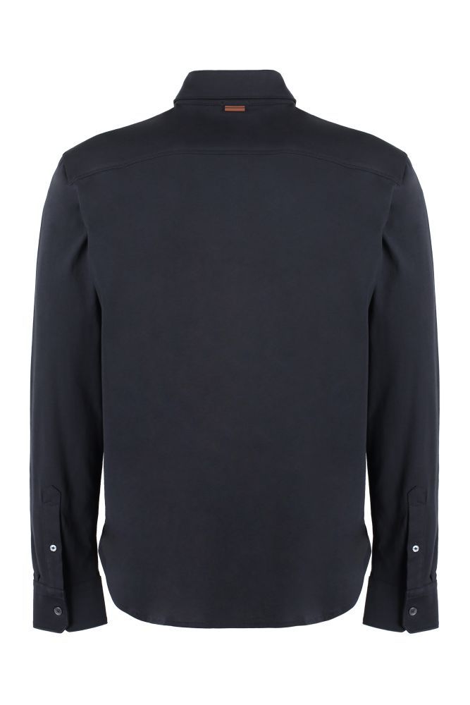 Shop Zegna Z  Buttoned Long Sleeved Shirt In Black