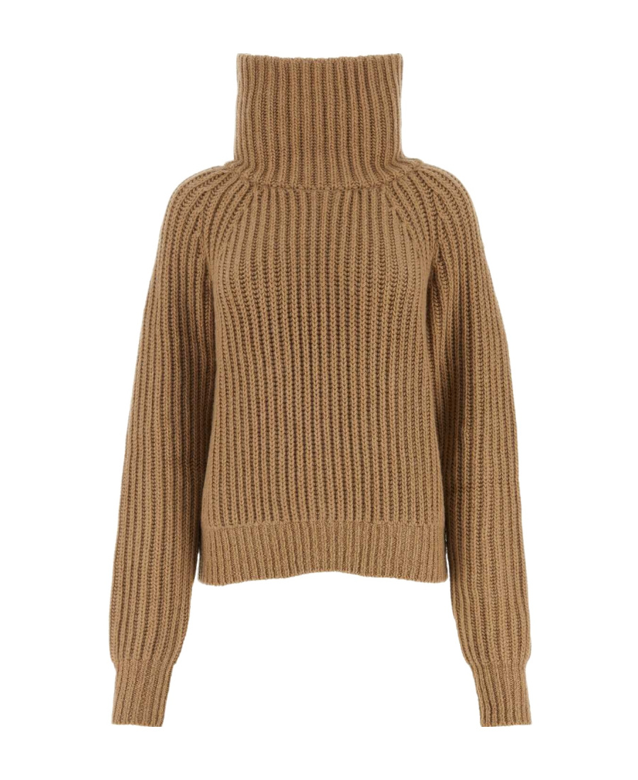 Khaite Lanzino Funnel-neck Cashmere Jumper In Brown
