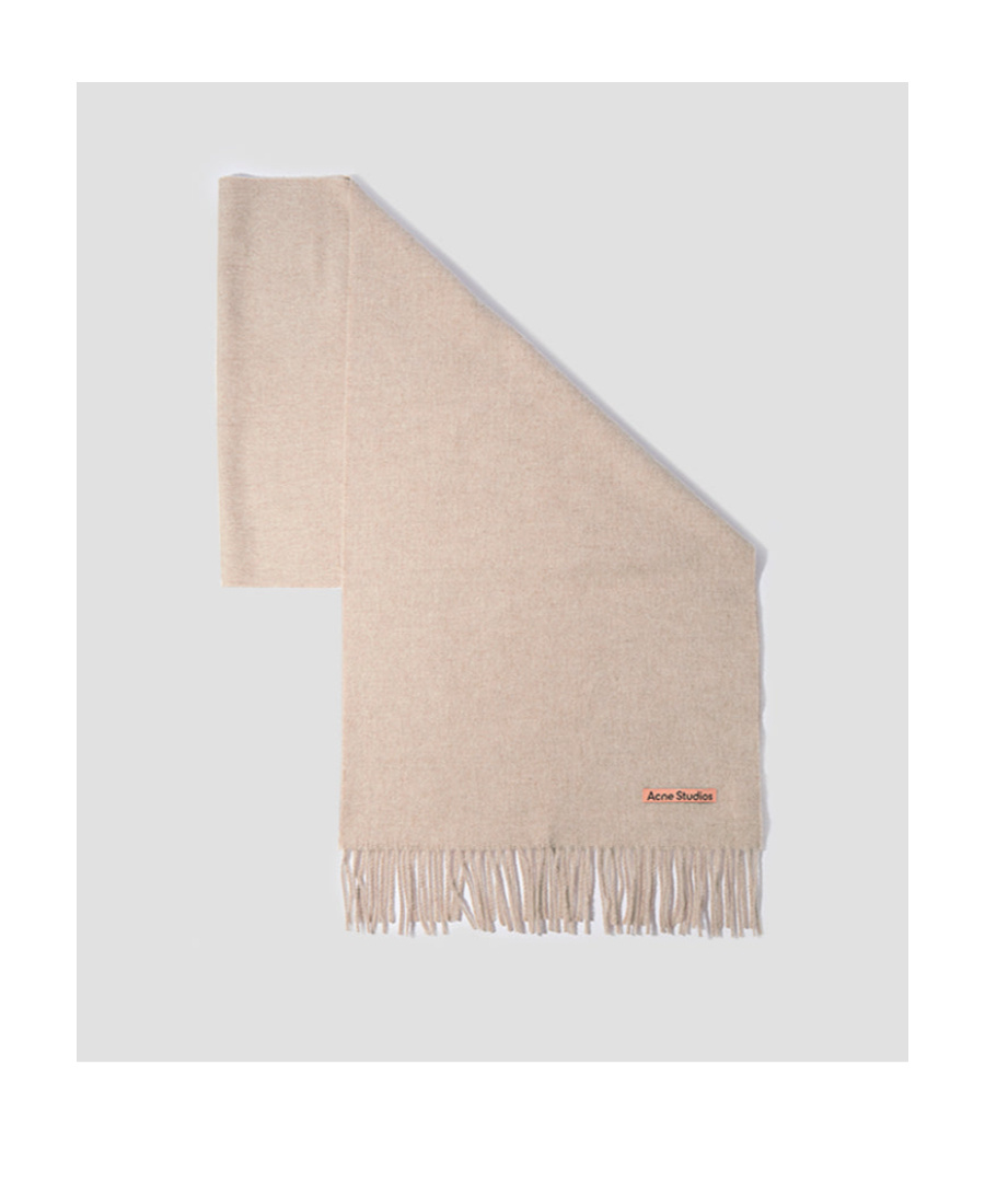 Acne Studios Beige Fringe Wool Oversized Scarf In Neutral