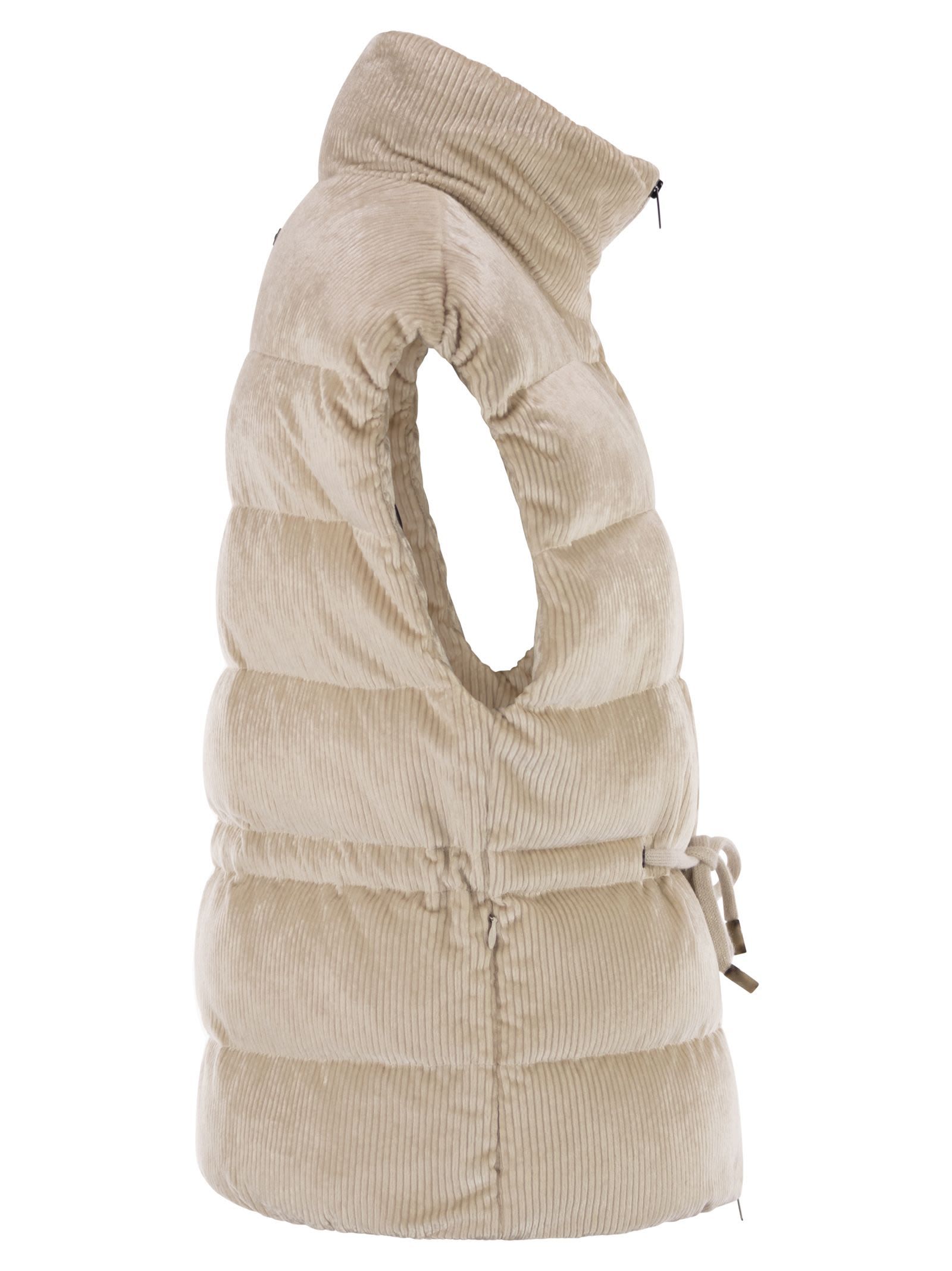 Peserico Down And Viscose Velvet Waistcoat In Brown