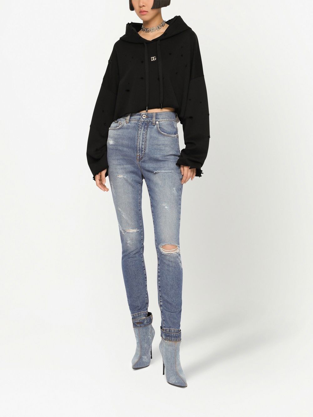 Dolce & Gabbana Grace Jeans With Ripped Details In Gray