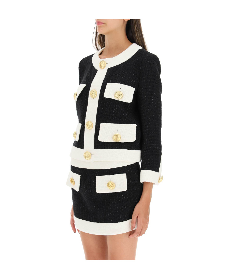 Dsquared2 Two Tone Tweed Boxy Jacket In Black