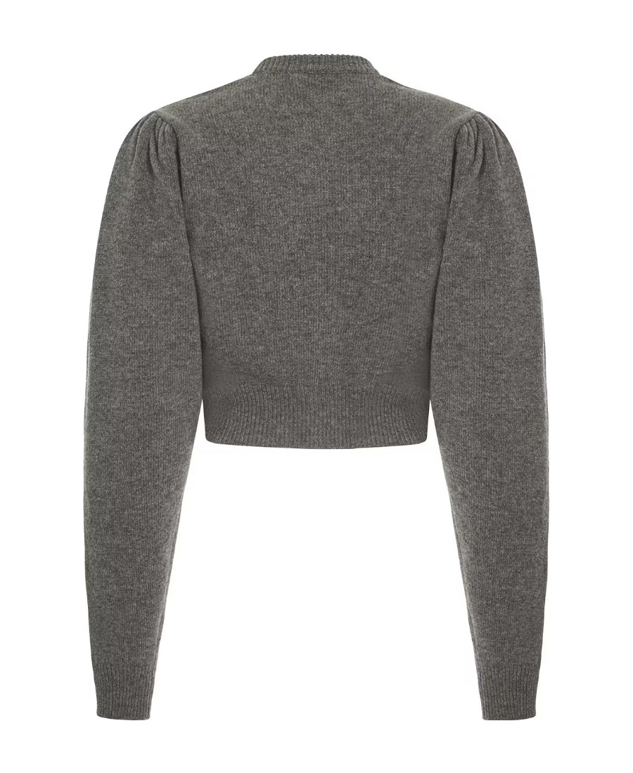 Alessandra Rich Grey Cardigan With 'diamond' Motif And Embroidered Rose Detail In Black
