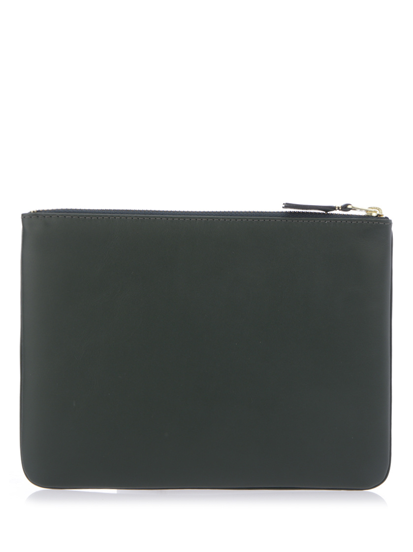 Comme Des Garçons Black Leather Envelope In Green