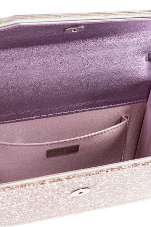 Jimmy Choo Candy Clutch Bag In Fabric With Glitter In Pink