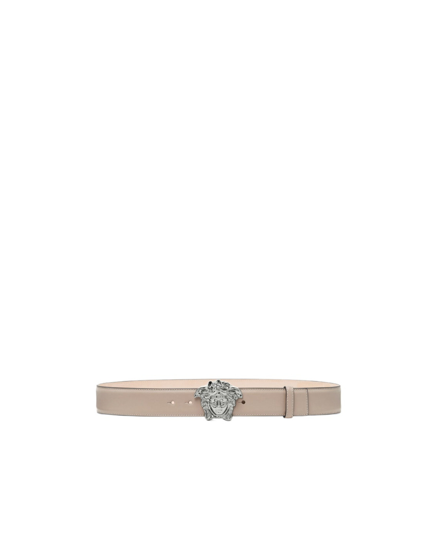 Versace Medusa Head Buckle Belt In Nude