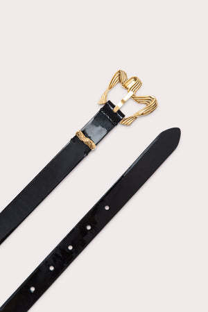 By Far Sculpted-buckle Belt In Black