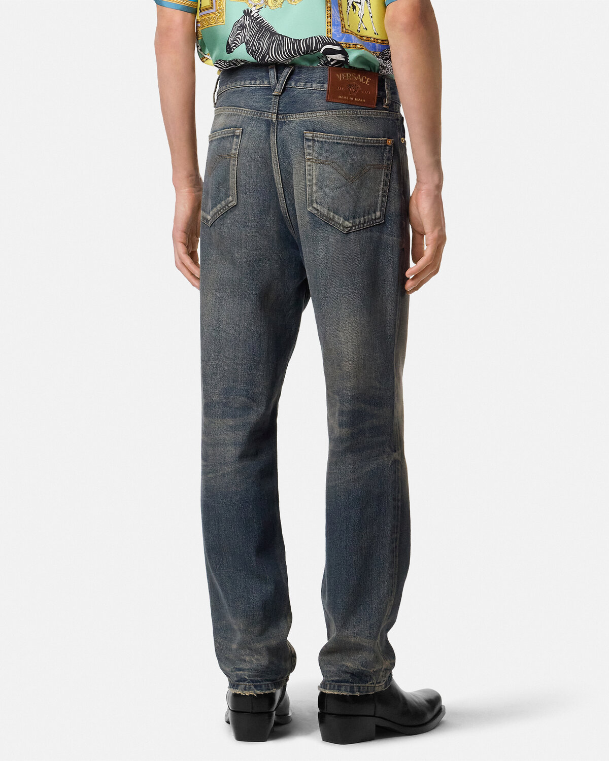 Versace Made In Japan Pencil-fit Jeans In Gray
