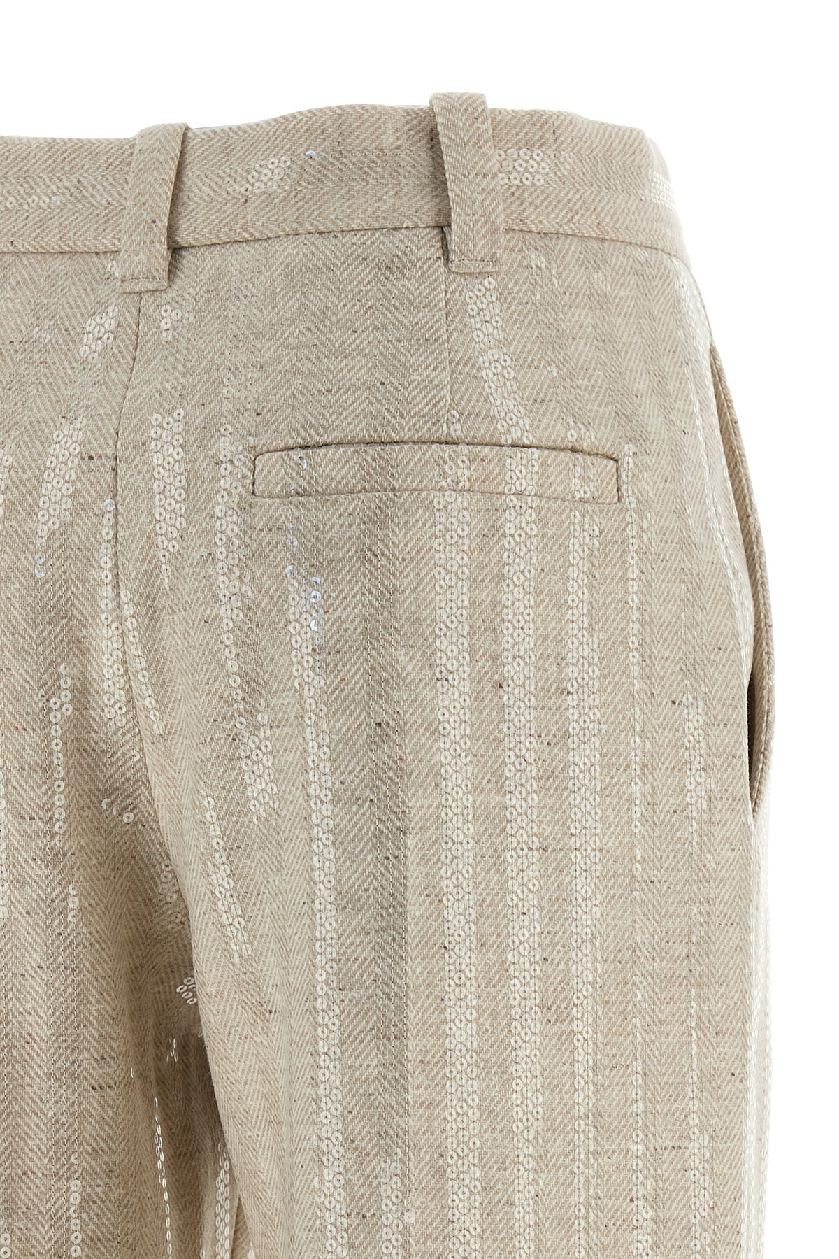 Brunello Cucinelli Herringbone Trousers With Straight Leg And Pockets In Neutral