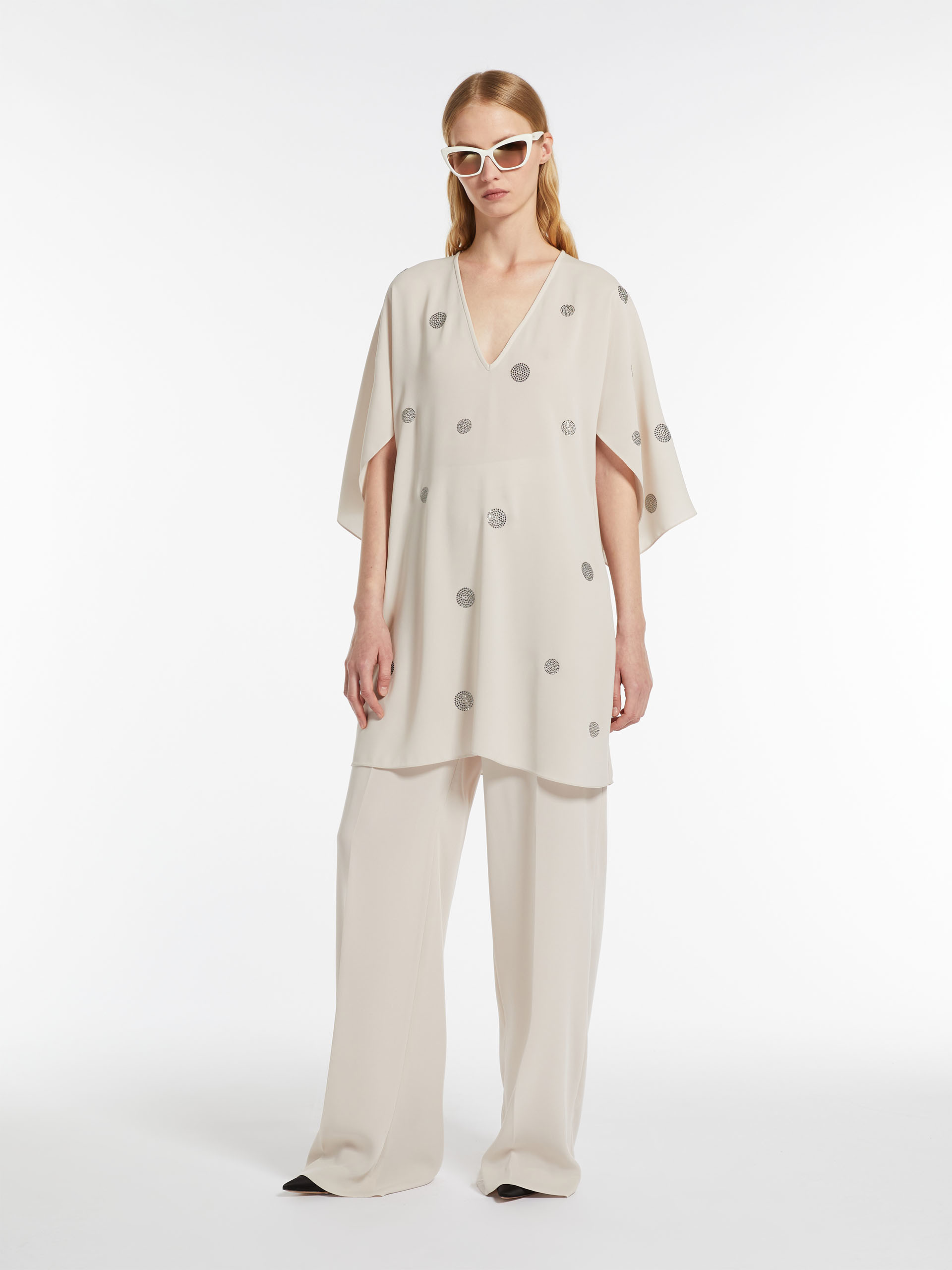 Max Mara Beige Dumbo Top With Strass Pots