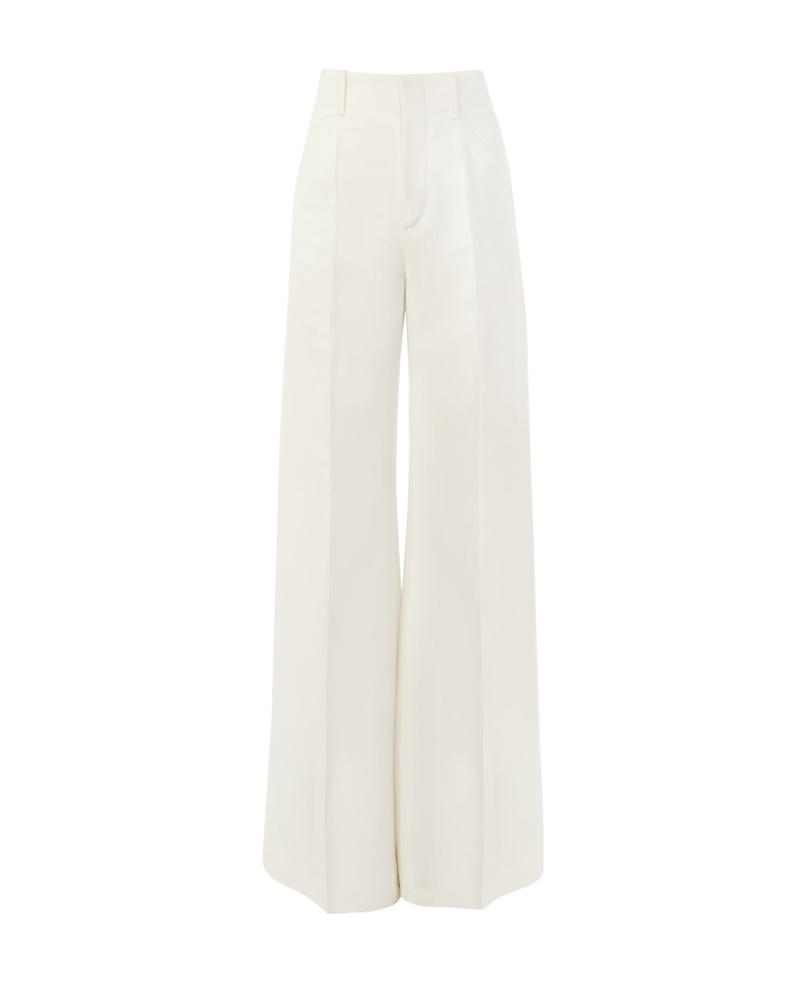 Chloé Logo Wide-legged Pants In White