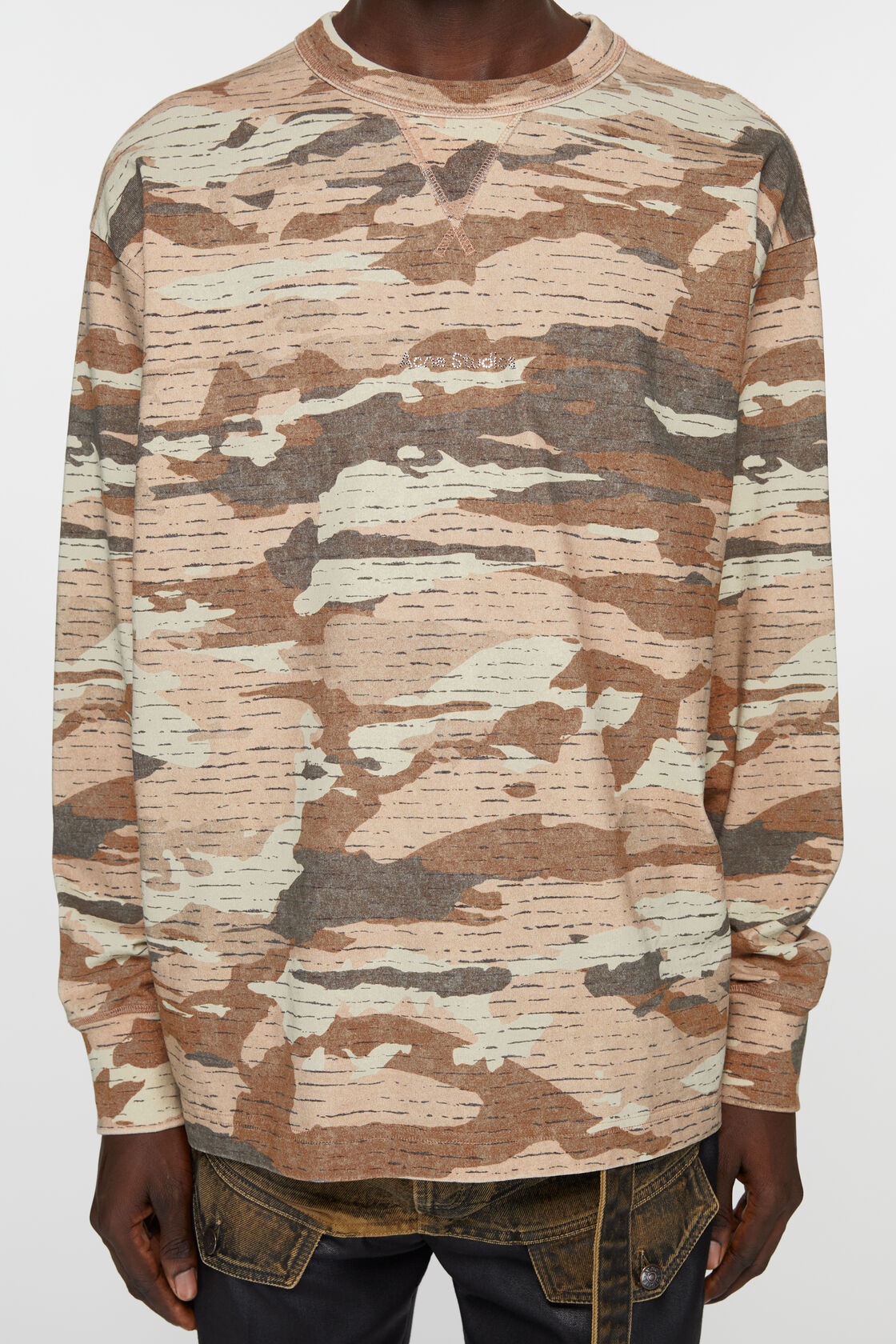 Acne Studios Abstract-print Sweatshirt In Nude