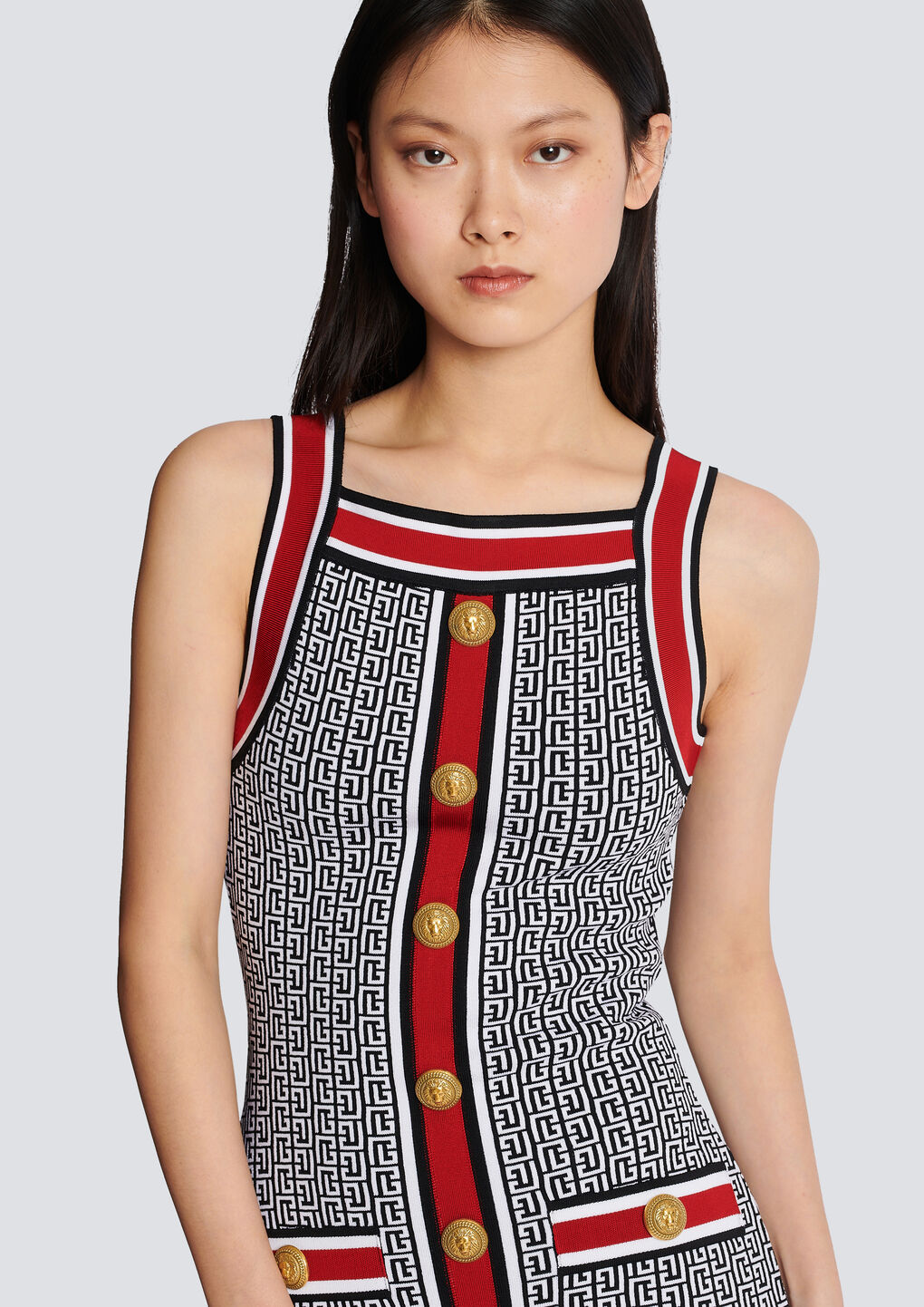 Shop Balmain Short Monogrammed Knit Dress In Black