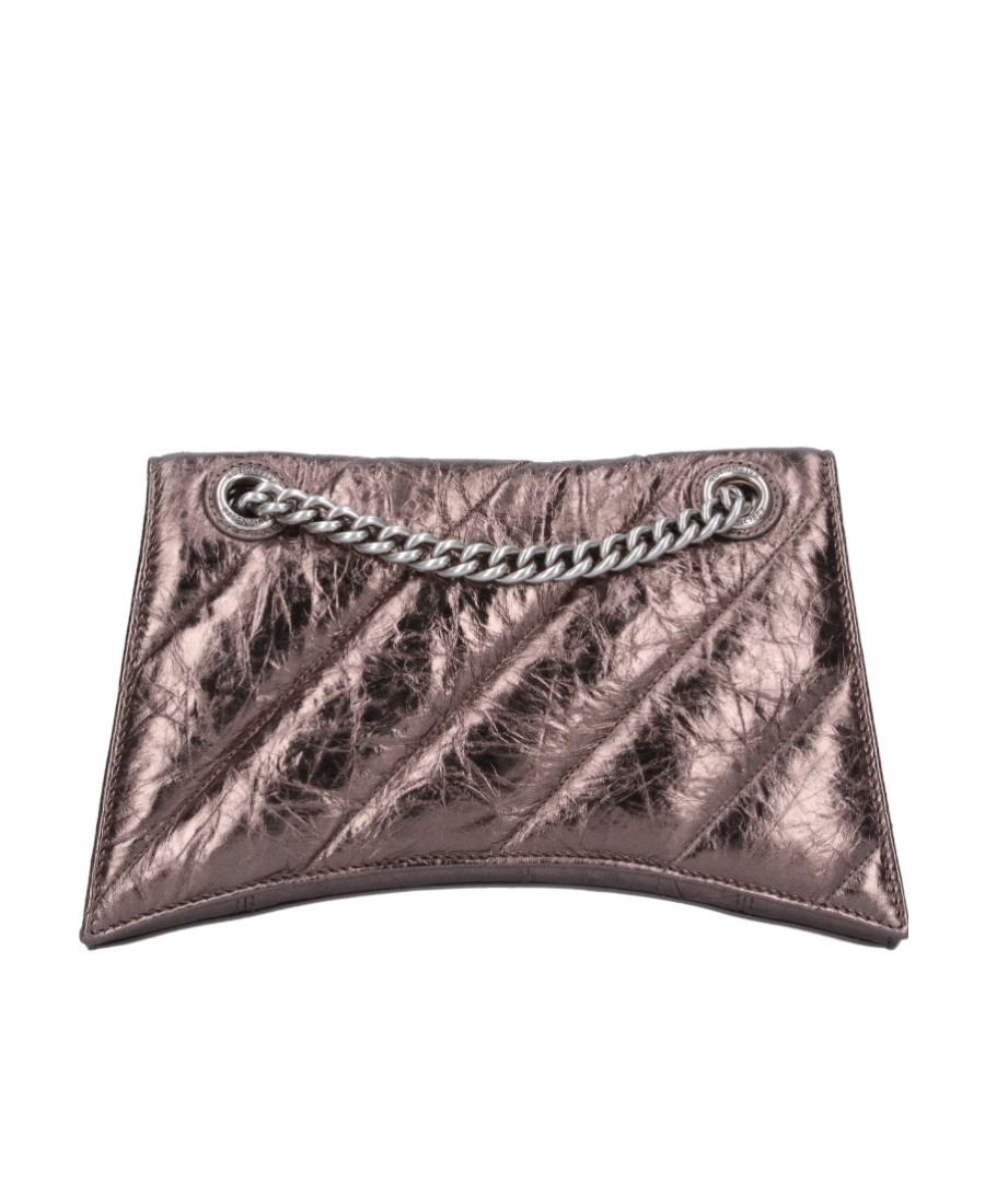 Balenciaga Small Crush Leather Shoulder Bag In Black