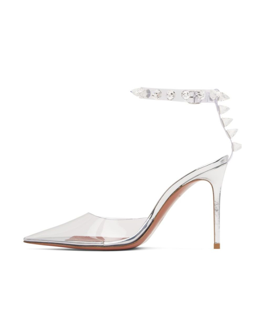 Amina Muaddi Transparent High Heels In White